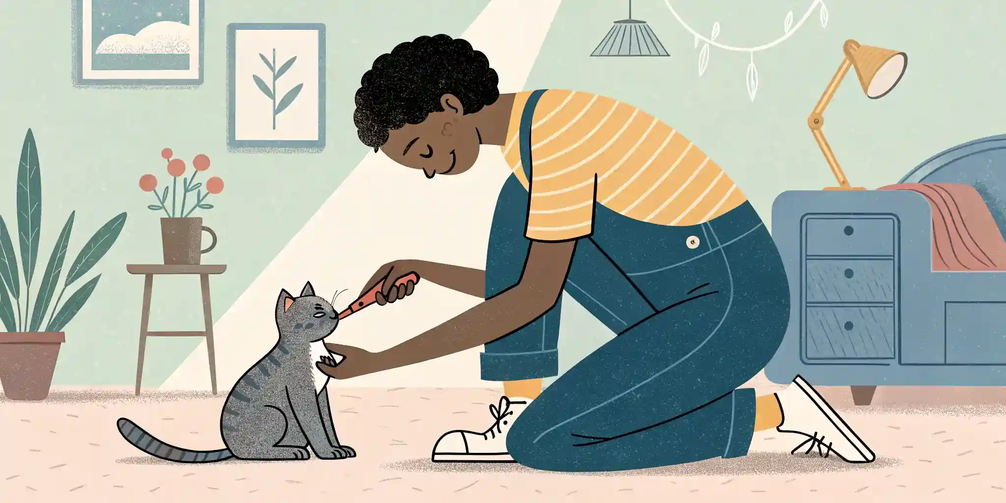A person trimming a cat's nails with clippers