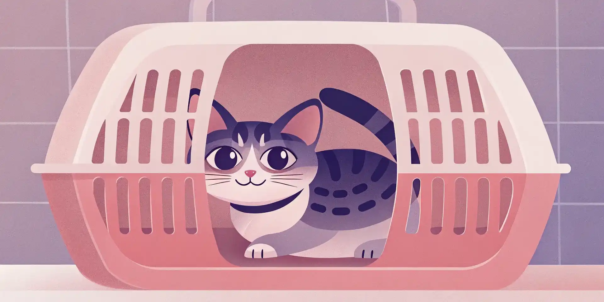 Happy kitten inside a pet carrier