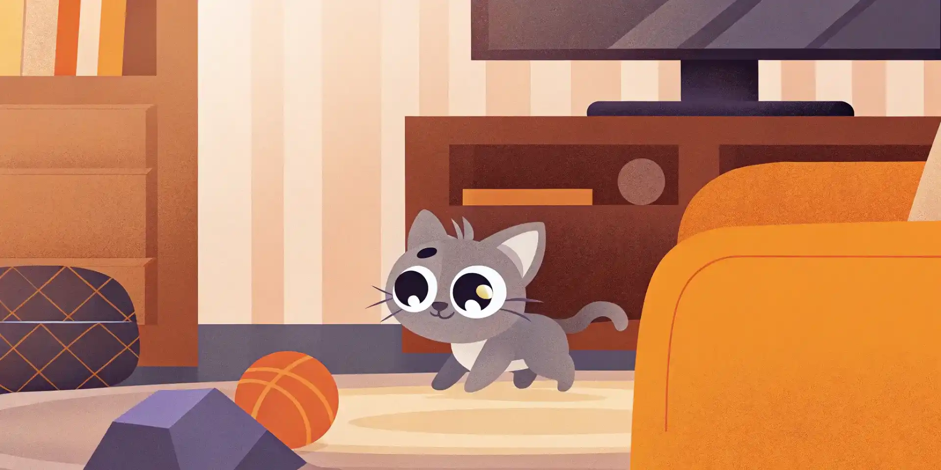 A kitten playing indoors, highlighting the importance of considering lifestyle when deciding on non-core vaccinations.