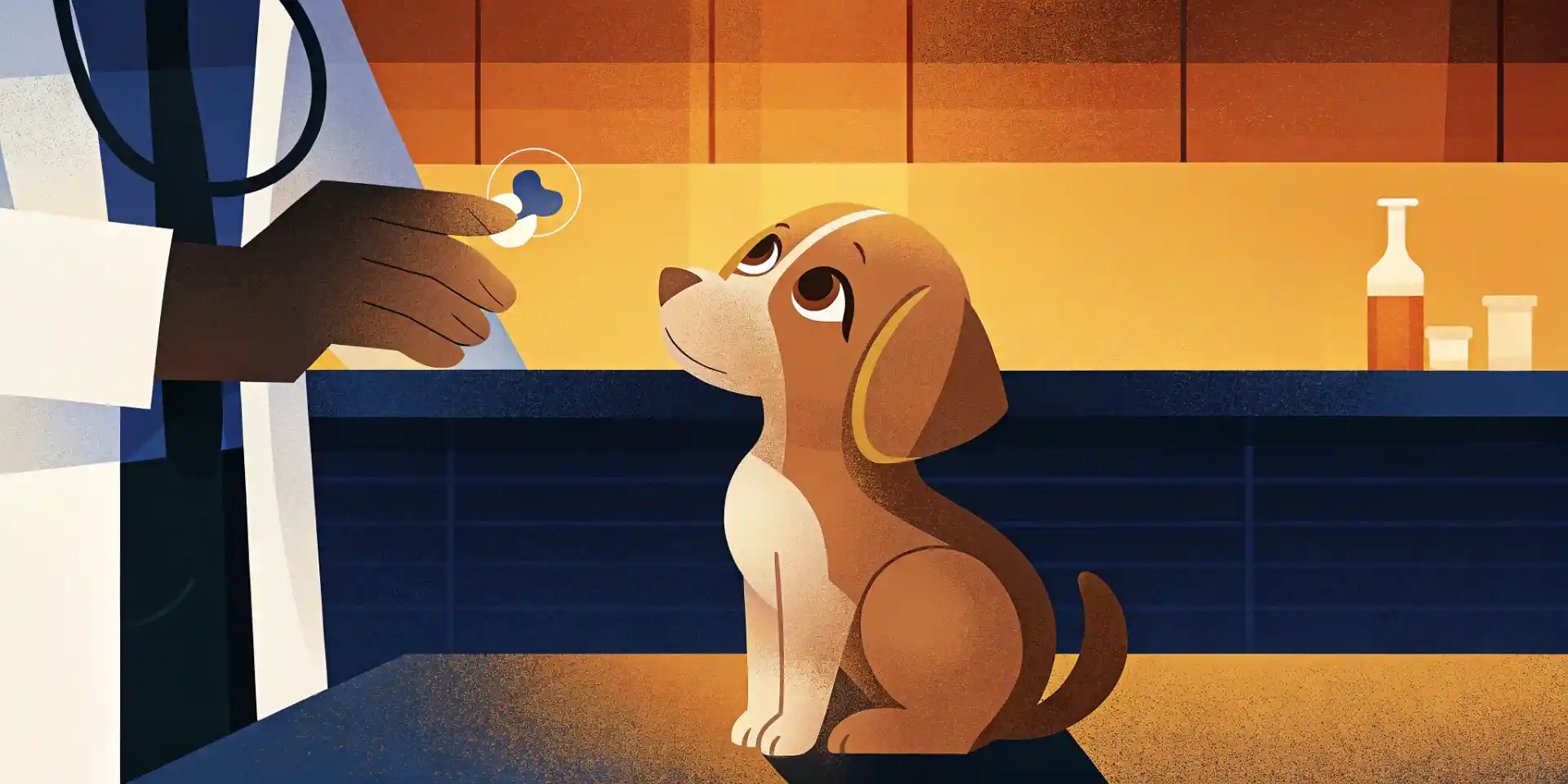 Veterinarian administering heartworm prevention to a puppy