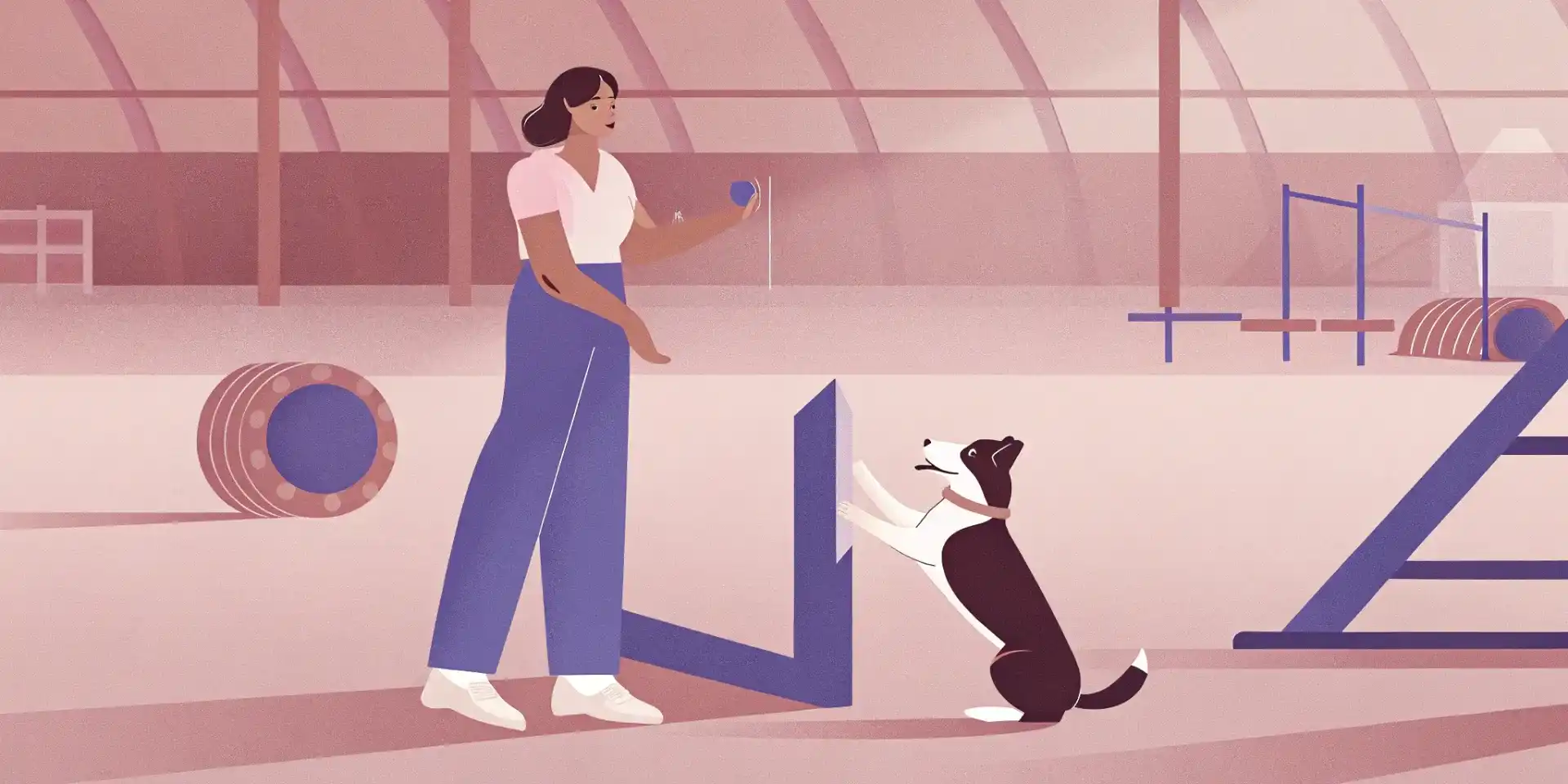 Dog trainer working with a puppy