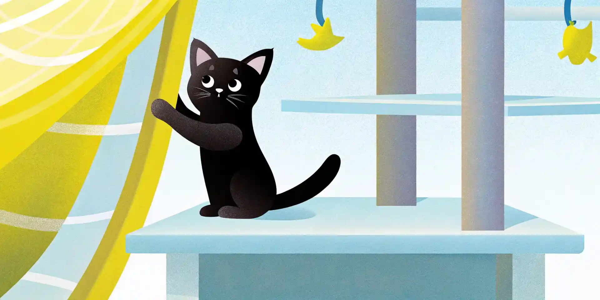 Kitten scaling a cat tree