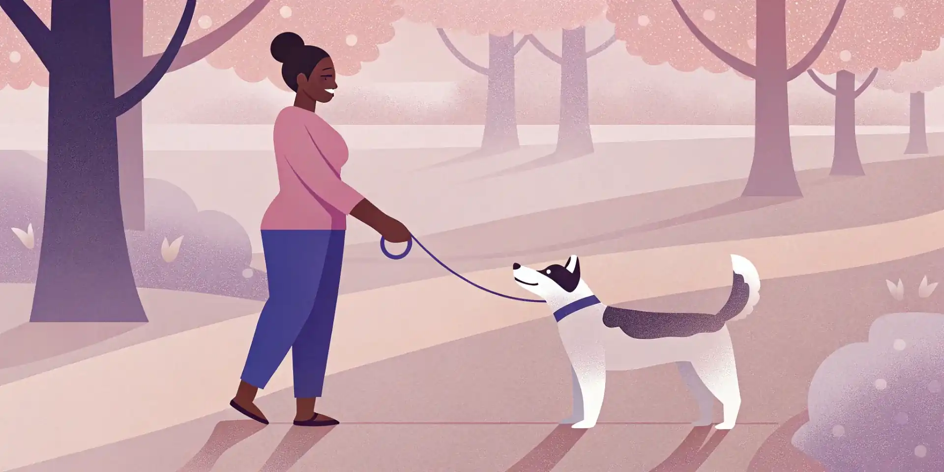 Happy dog with owner