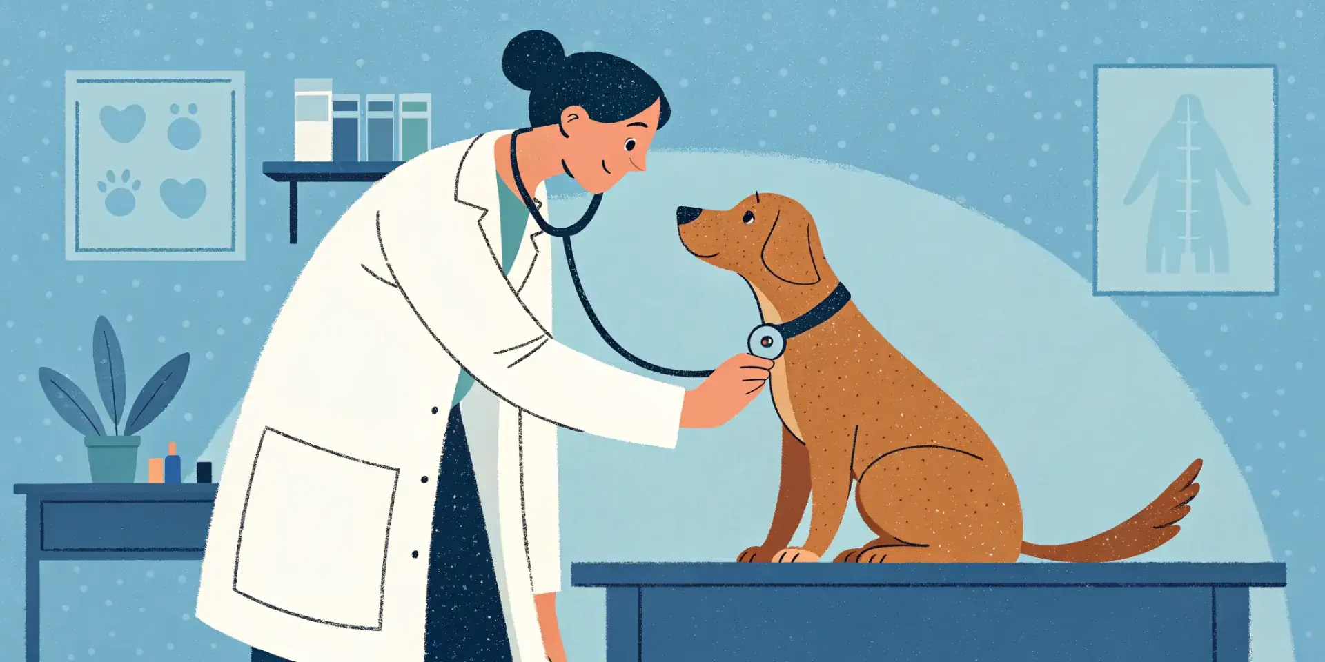 Veterinarian examining a dog