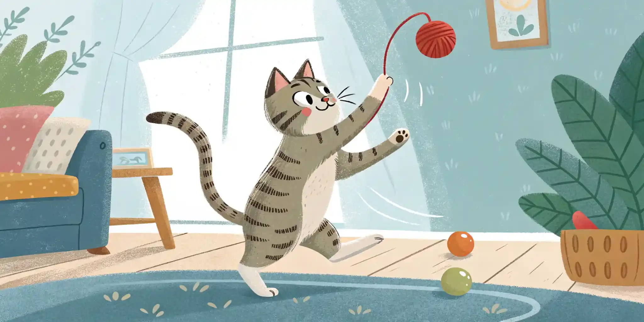 A cat playing with a toy, illustrating the importance of enrichment for stress relief.