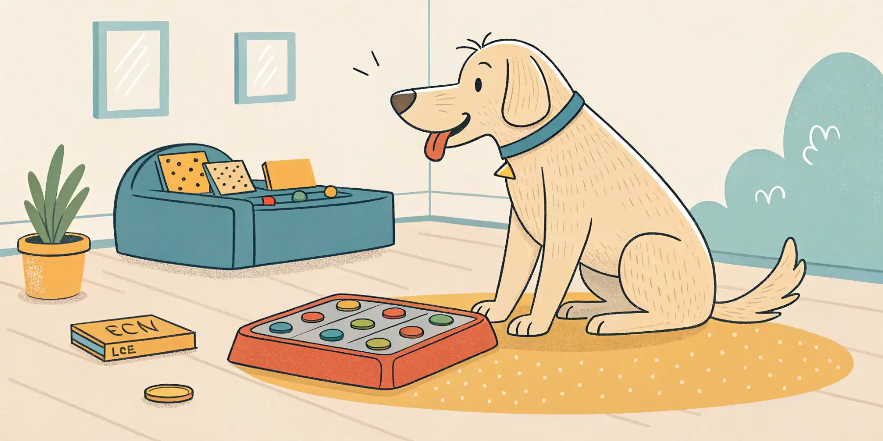 A dog enjoying a puzzle toy for mental stimulation