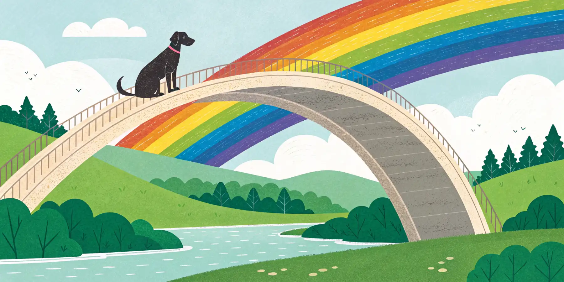 A rainbow bridge image symbolizing pet loss and remembrance.
