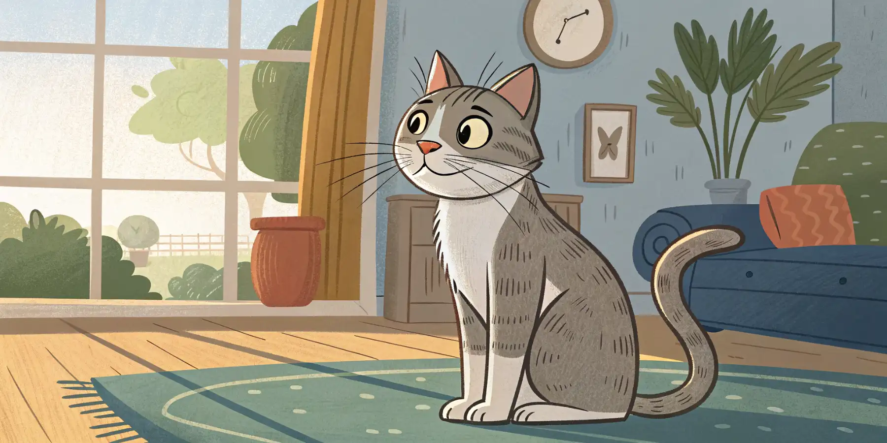 A well-lit room with clear pathsfor a senior cat with vision loss