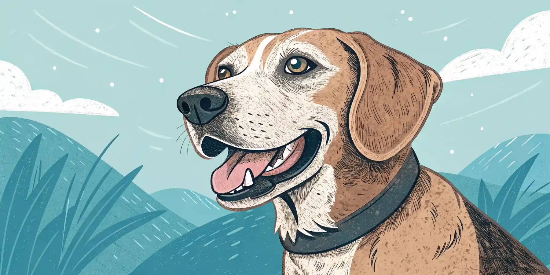 A senior dog smiling, showing healthy teeth