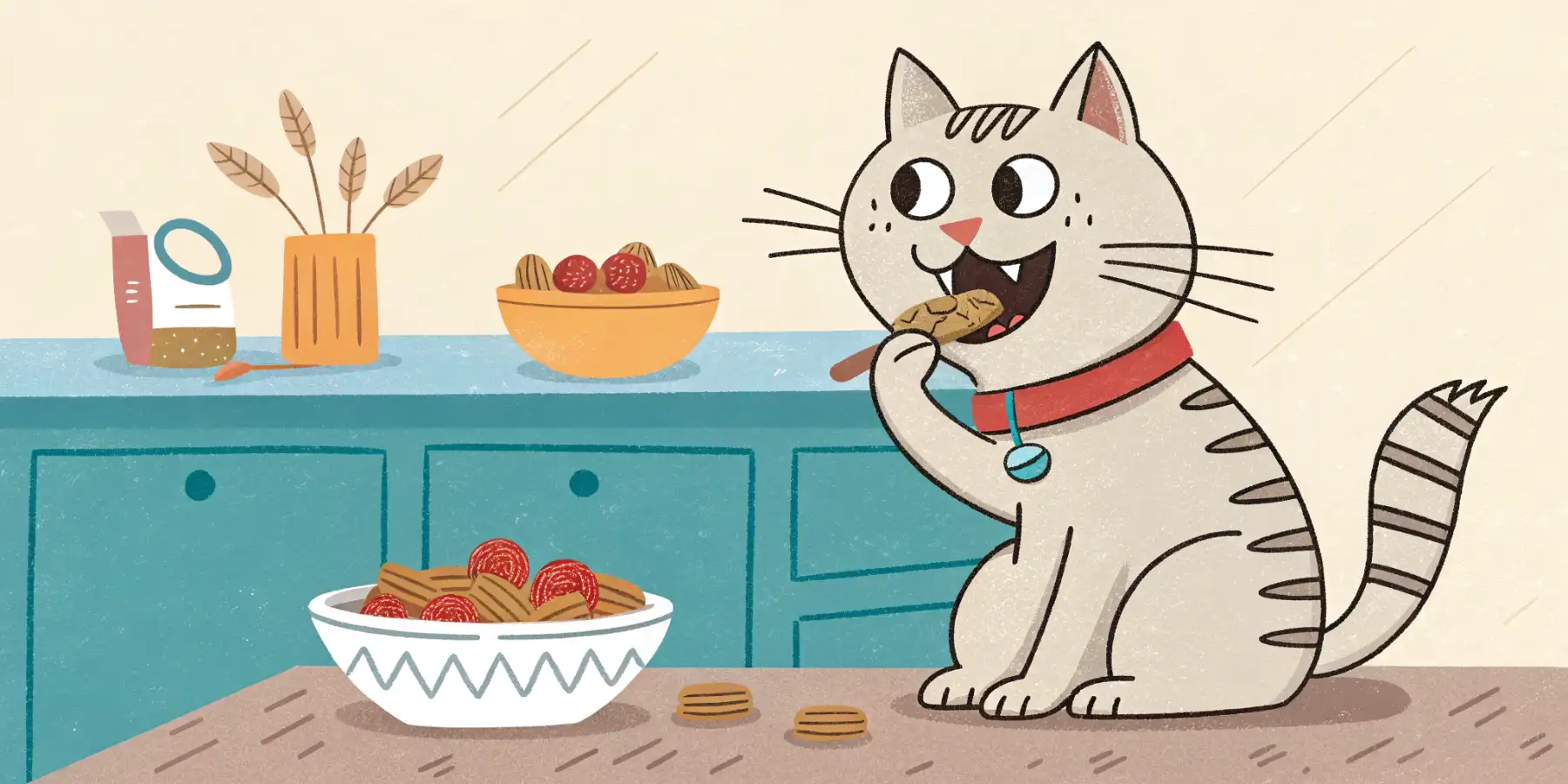 Cat eating dental treats for oral hygiene