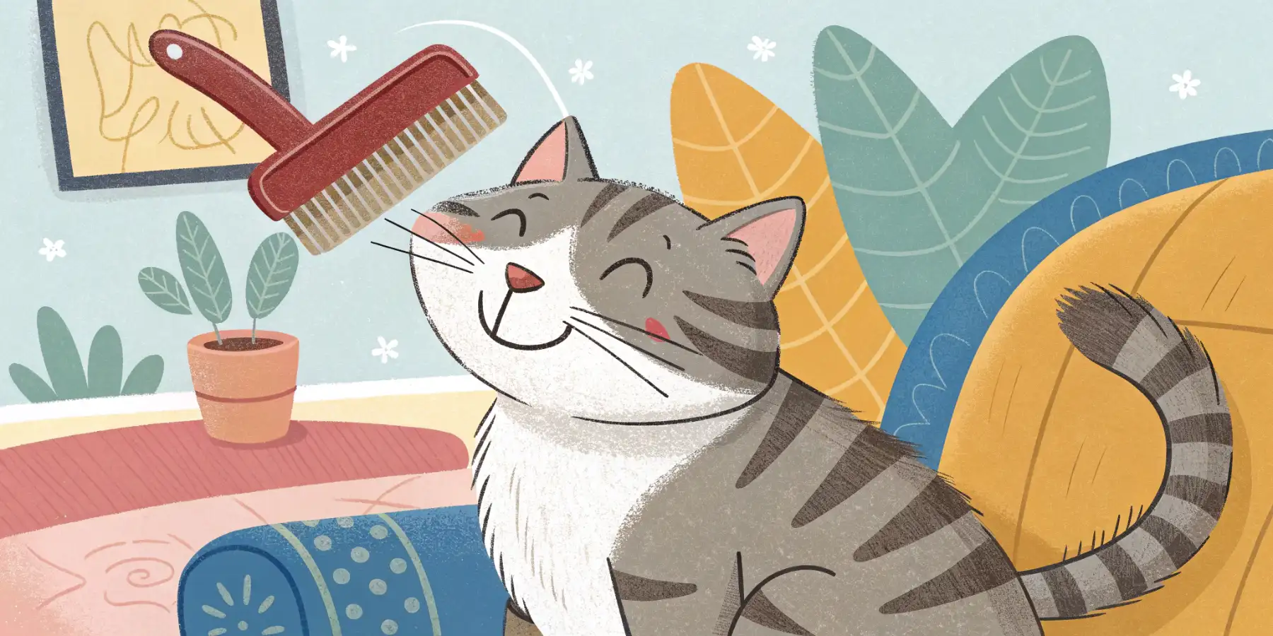 Cat enjoying being brushed