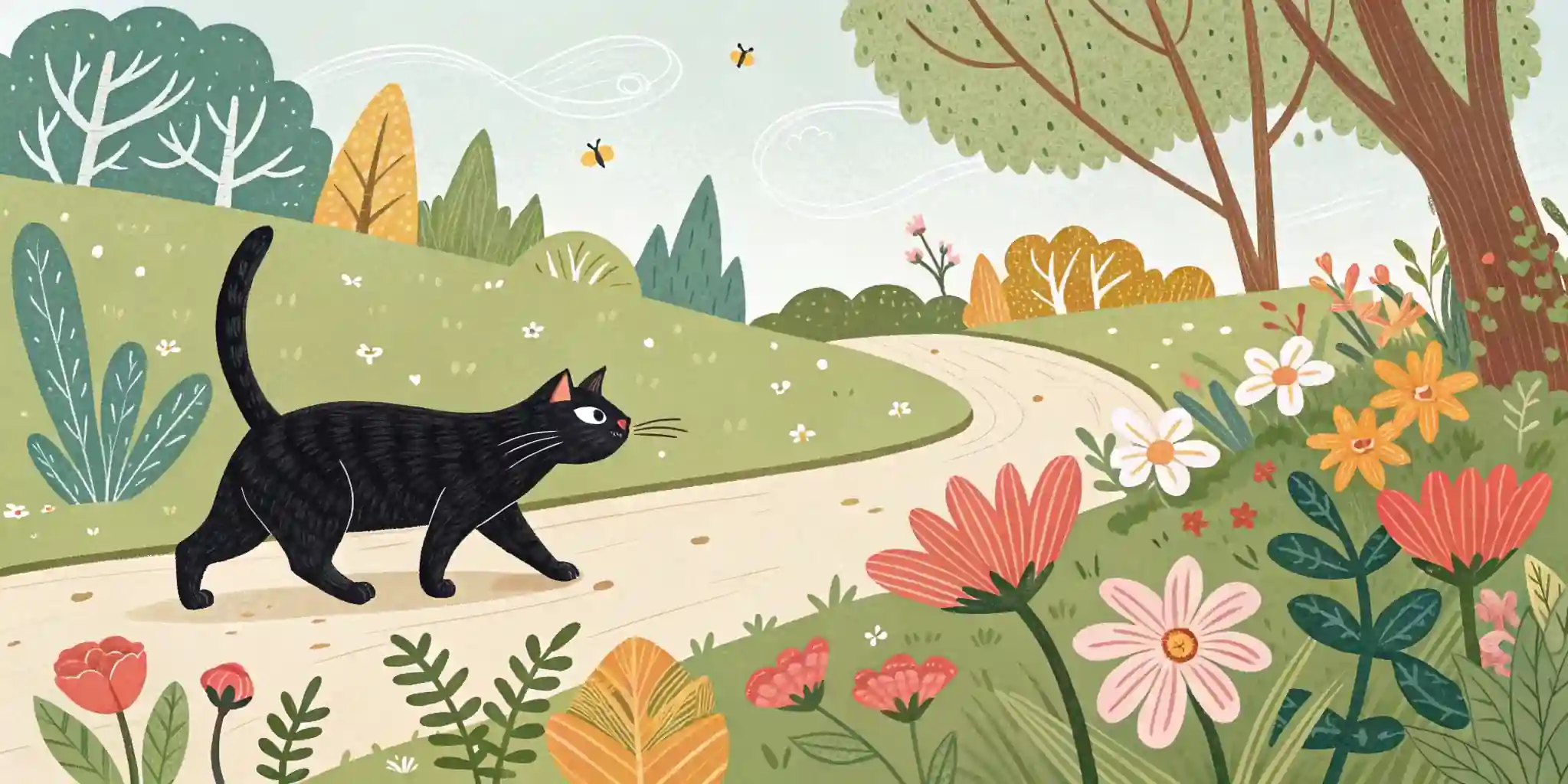 Cat exploring a garden