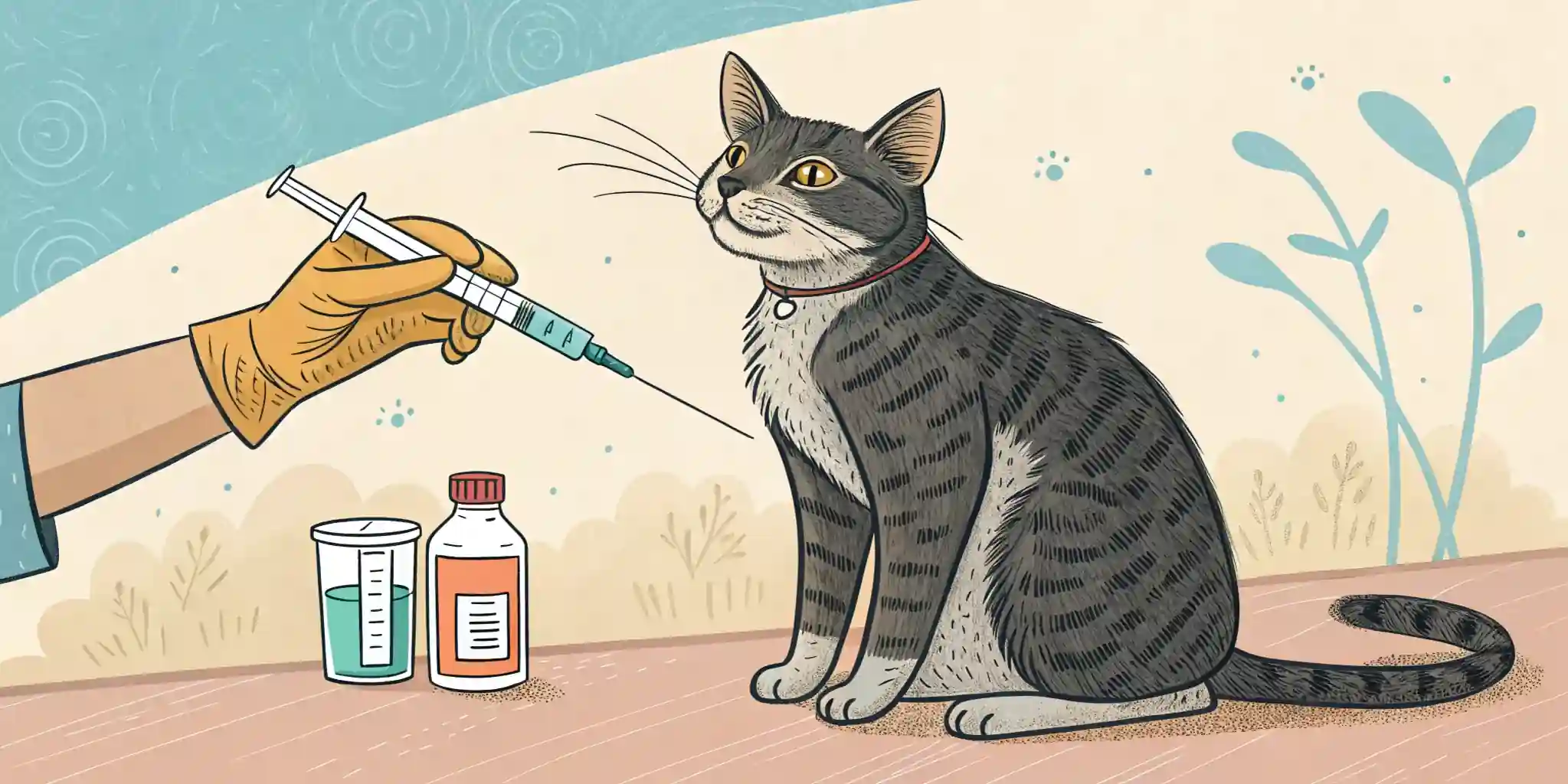 Cat receiving insulin injection