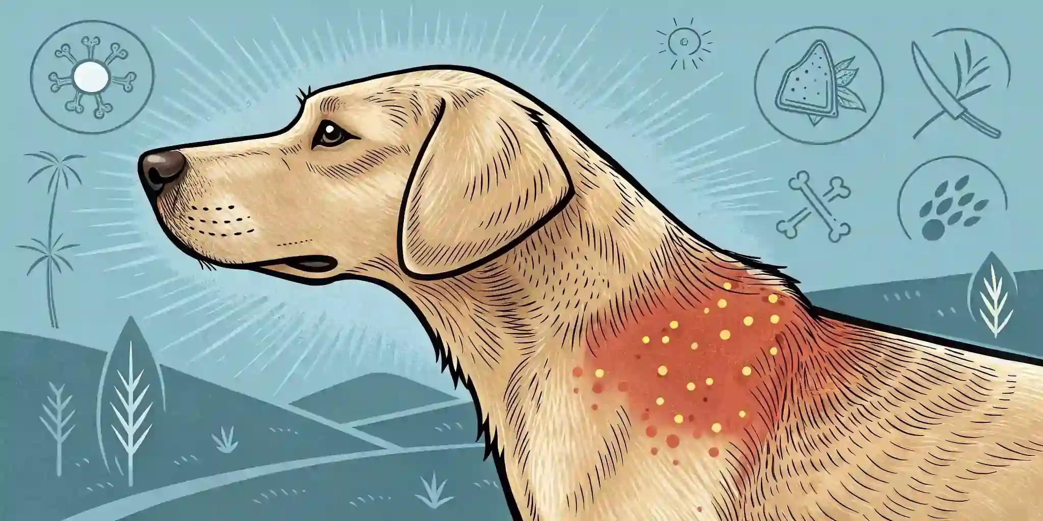 Close-up of a dog's skin with a hot spot