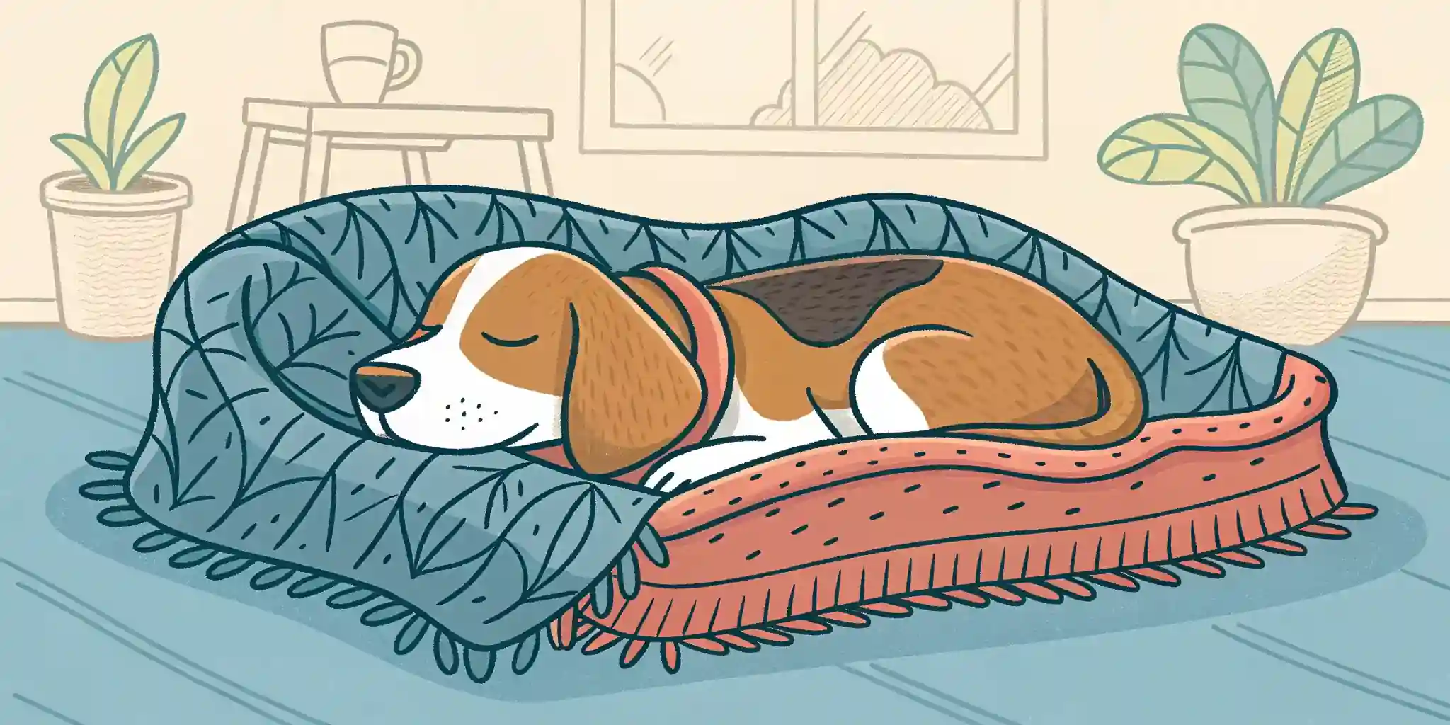 Dog sleeping peacefully in a cozy bed