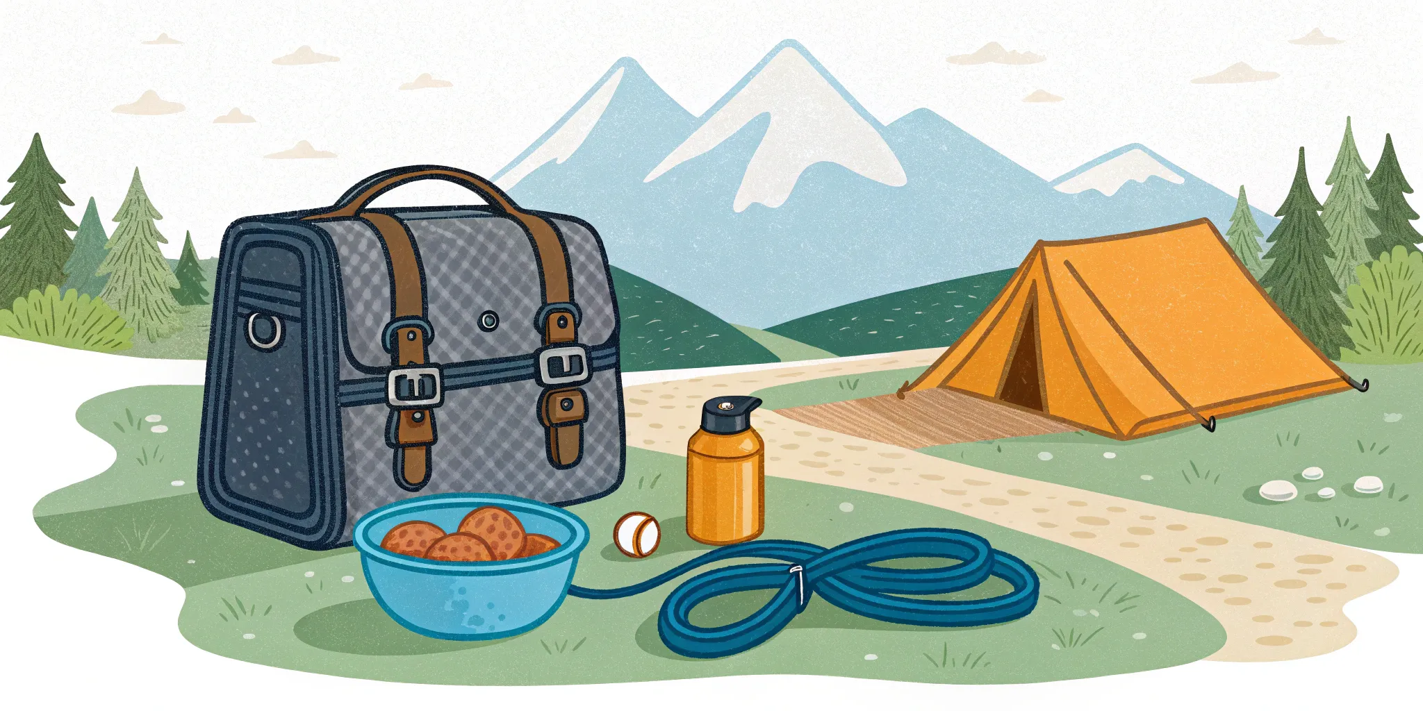 Dog travel kit with essential items.