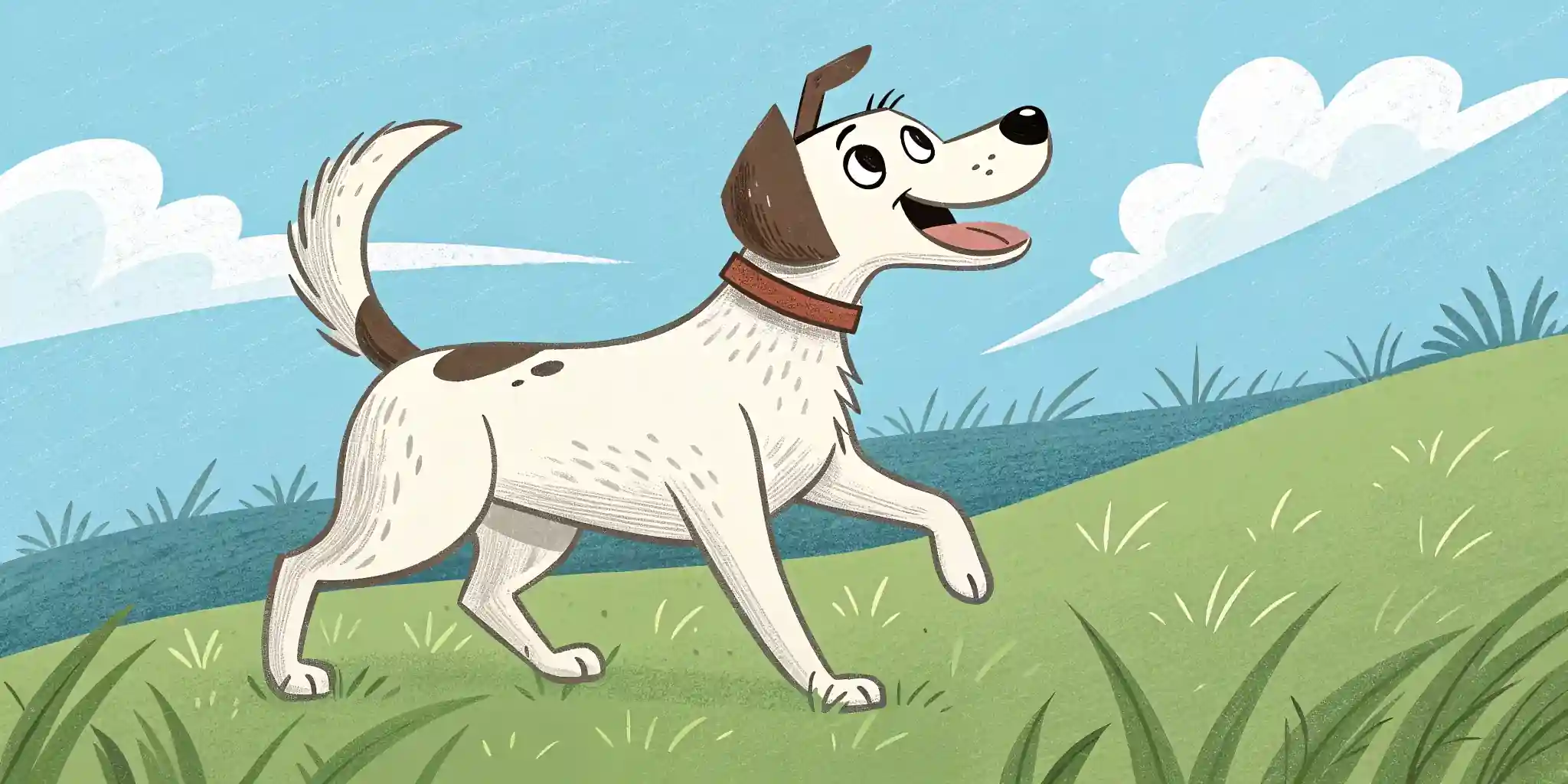Happy dog wagging tail