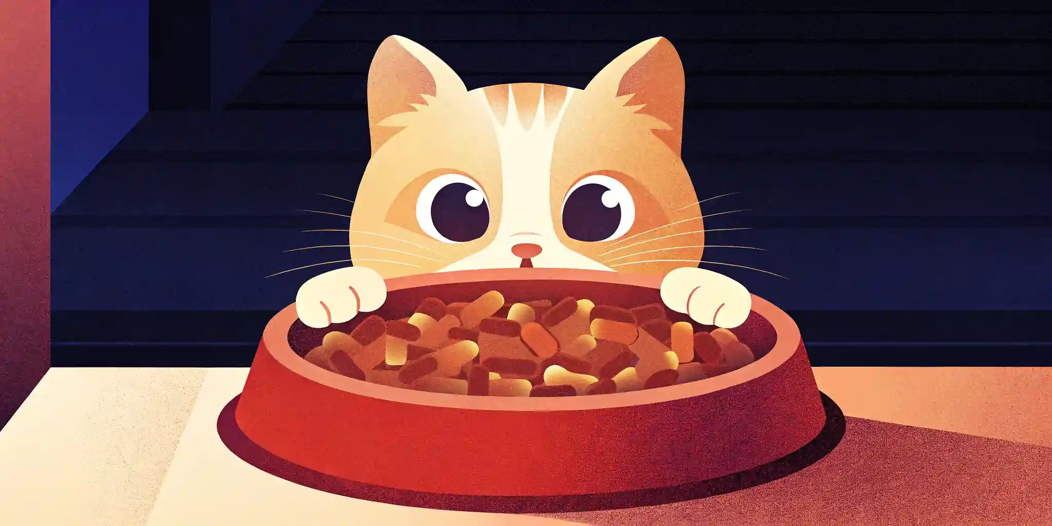 Kitten eating from a bowl