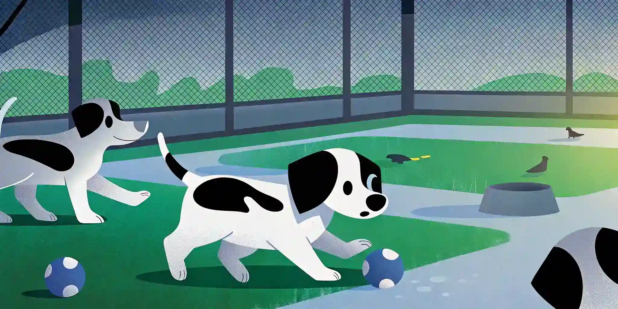 Puppy playing with other puppies in a controlled environment