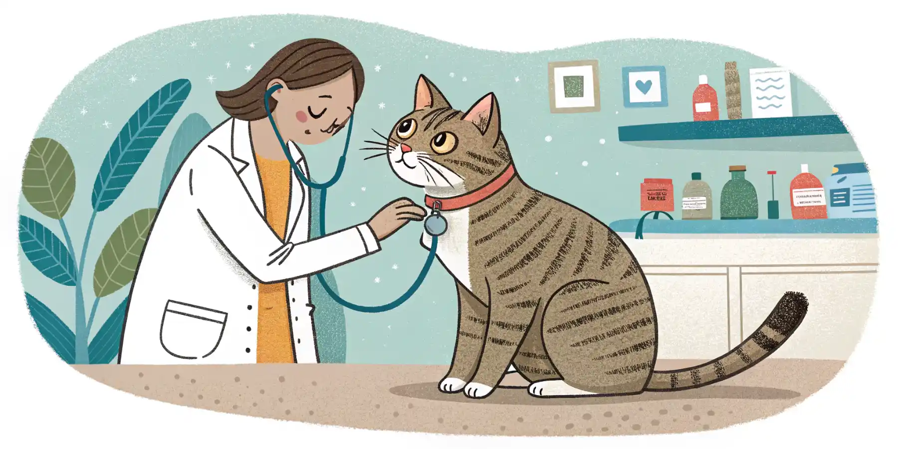 Senior cat receiving a check-up