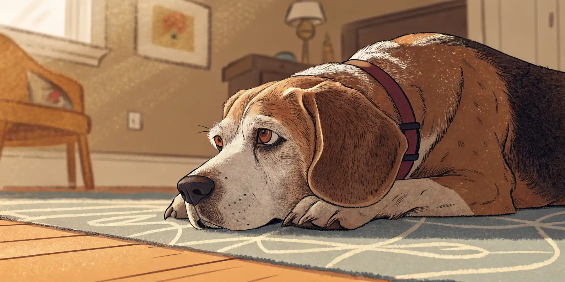 Senior dog struggling to get up from lying down
