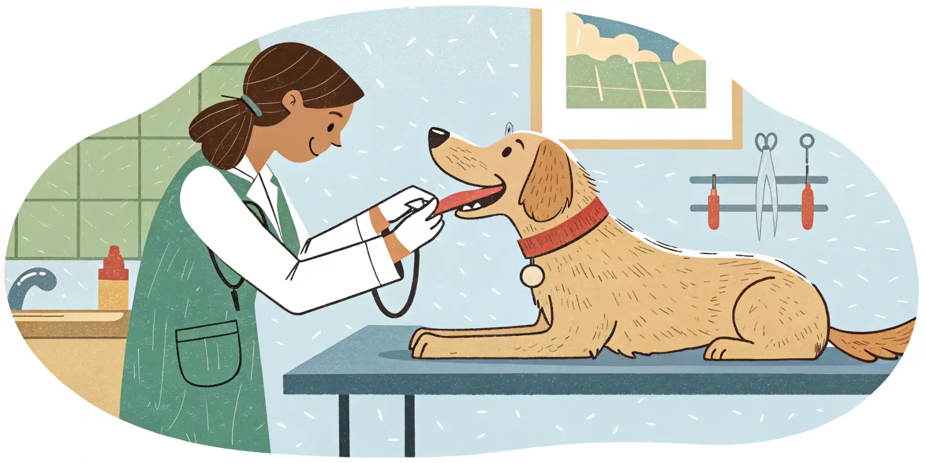 Dog getting a dental check-up at the vet