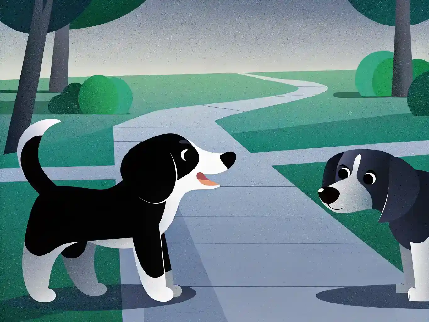 Puppy meeting another dog in a park