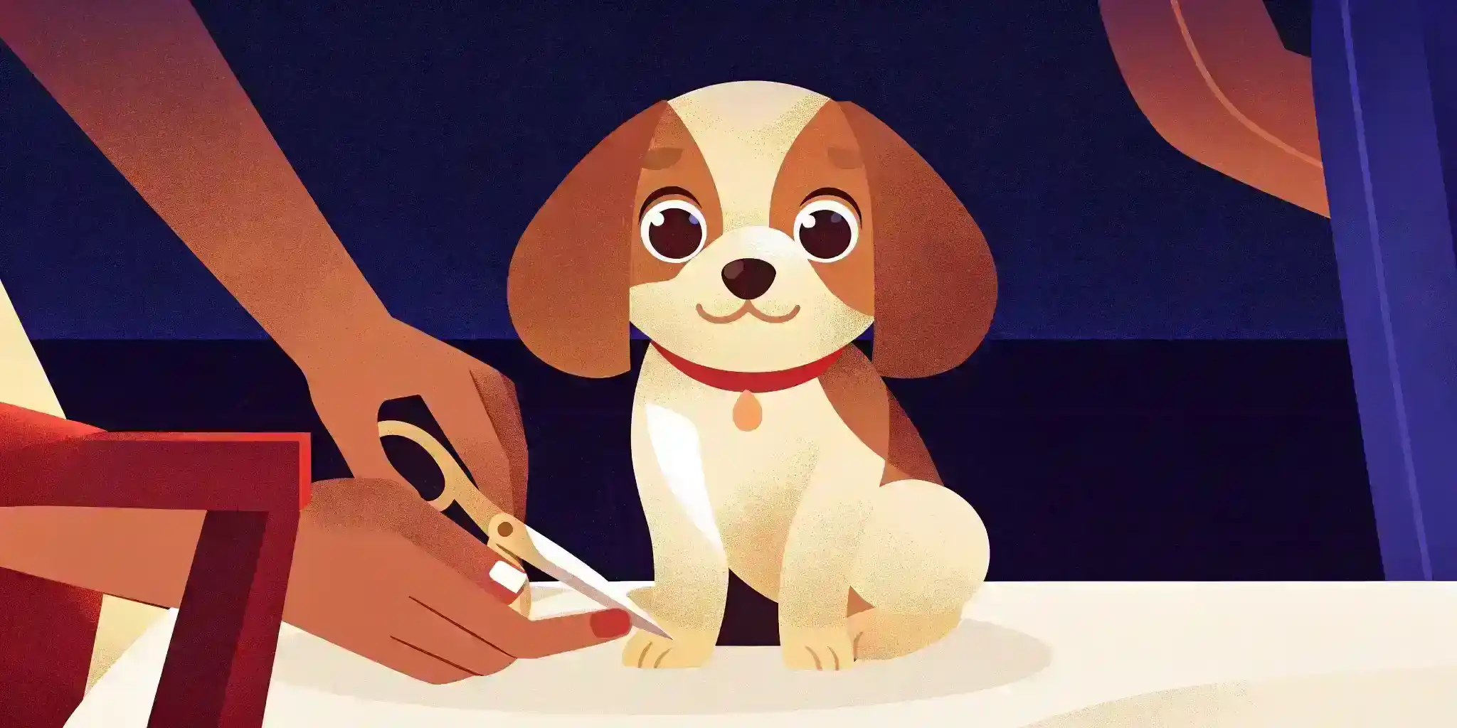 Puppy paw getting its nails trimmed